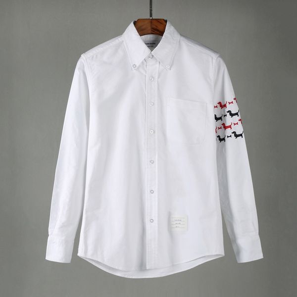 design clothing fashion oxford spinning white single dog embroidery shirt casual long sleeve shirt unisex, White;black 
design clothing fashion oxford spinning white single dog embroidery shirt casual long sleeve shirt unisex, White;black