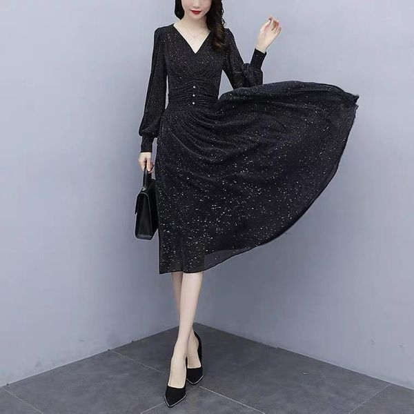 casual dresses chiffon loose women fashion long sleeve solid color v-neck autumn dress a-line mid-calf houthion, Black;gray
casual dresses chiffon loose women fashion long sleeve solid color v-neck autumn dress a-line mid-calf houthion, Black;gray