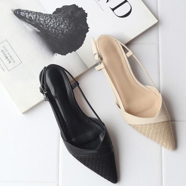 kmeioo cowskin shoes woman summer sandals pointed toe low heels back strap chunky, Black
kmeioo cowskin shoes woman summer sandals pointed toe low heels back strap chunky, Black