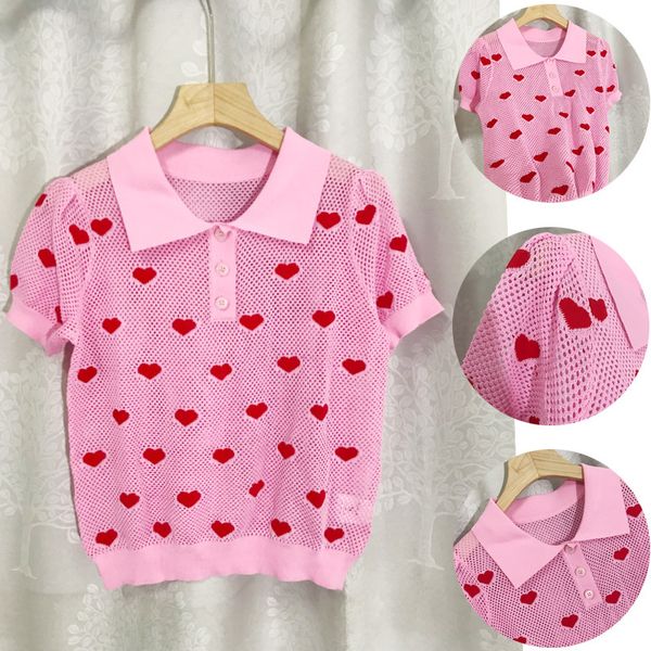 shirt french celebrity knitted hollow out love slightly transparent short sleeve slim fit and thin polo collar short 21 summer, White
shirt french celebrity knitted hollow out love slightly transparent short sleeve slim fit and thin polo collar short 21 summer, White