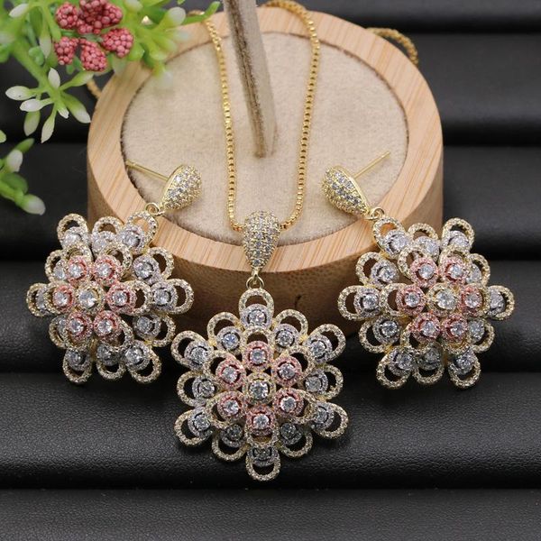 earrings & necklace lanyika jewelry set delicate hollow snow flower full micro paved with anniversary engagement luxury gifts, Silver
earrings & necklace lanyika jewelry set delicate hollow snow flower full micro paved with anniversary engagement luxury gifts, Silver