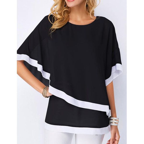 women's blouses & shirts 2021 autumn chiffon blouse women casual o-neck solid patchwork fashion half of sleeve black and blue feminine, White
women's blouses & shirts 2021 autumn chiffon blouse women casual o-neck solid patchwork fashion half of sleeve black and blue feminine, White