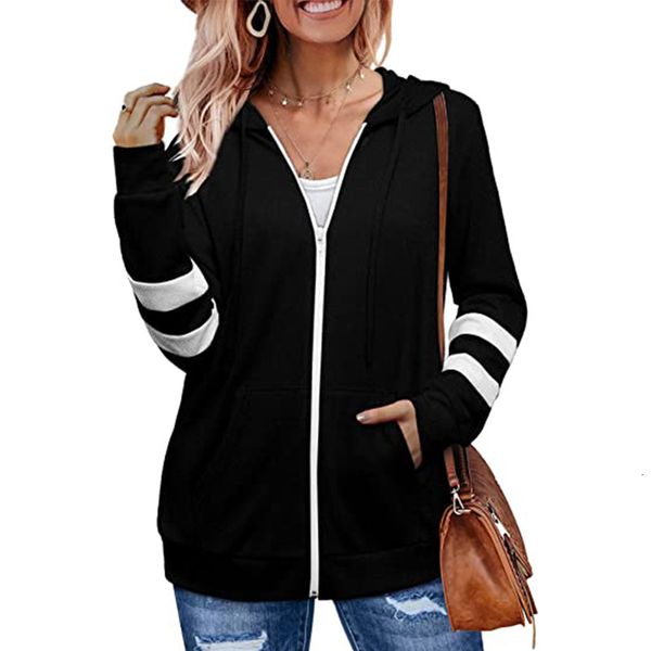 women's jackets sporty sweatshirt solid hooded long striped sleeves zipper up kangaroo pockets women sweatshirts autumn spring w92, Black;brown
women's jackets sporty sweatshirt solid hooded long striped sleeves zipper up kangaroo pockets women sweatshirts autumn spring w92, Black;brown