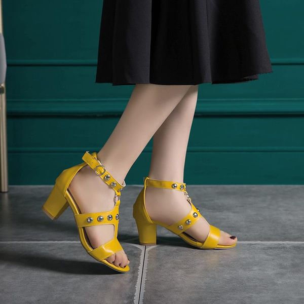 fashion yellow black block high heels studded sandals female party shoes summer 2021 t strap gladiator women
fashion yellow black block high heels studded sandals female party shoes summer 2021 t strap gladiator women