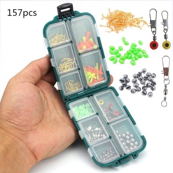 157pcs/set fishing kit including hooks rolling swivel lead drop connector luminous beads accessories
157pcs/set fishing kit including hooks rolling swivel lead drop connector luminous beads accessories