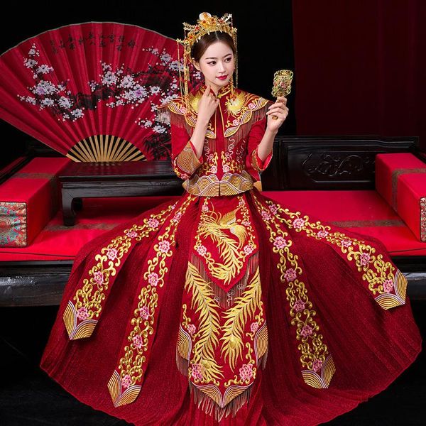 embroidery phoenix wedding dress large size cheongsam chinese style marriage set exquisite bride clothing lady gift 3xl 4xl 5xl ethnic, Red
embroidery phoenix wedding dress large size cheongsam chinese style marriage set exquisite bride clothing lady gift 3xl 4xl 5xl ethnic, Red