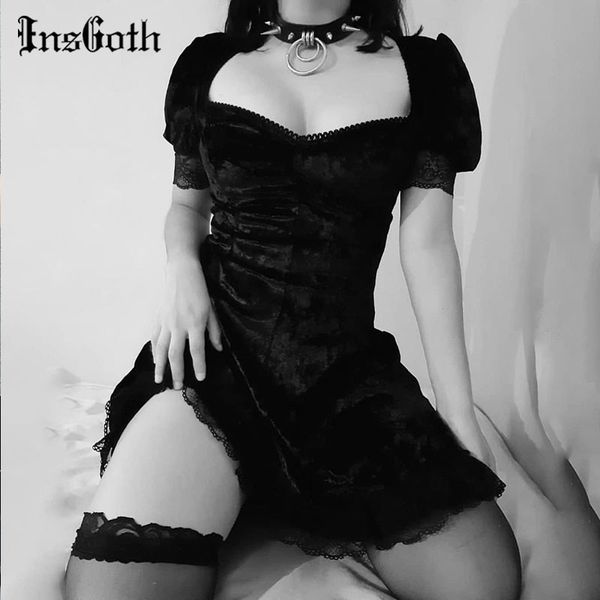 insgoth vintage lace black dress goth high waist mini dress aesthetic elegant short sleeve a line dress party club wear, Black;gray
insgoth vintage lace black dress goth high waist mini dress aesthetic elegant short sleeve a line dress party club wear, Black;gray