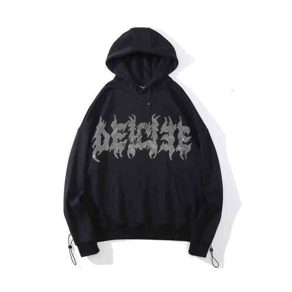 2021 autumn and winter new diamond letter hooded loose fashion brand sweater high street dark no liner head hat men's qu, Black
2021 autumn and winter new diamond letter hooded loose fashion brand sweater high street dark no liner head hat men's qu, Black