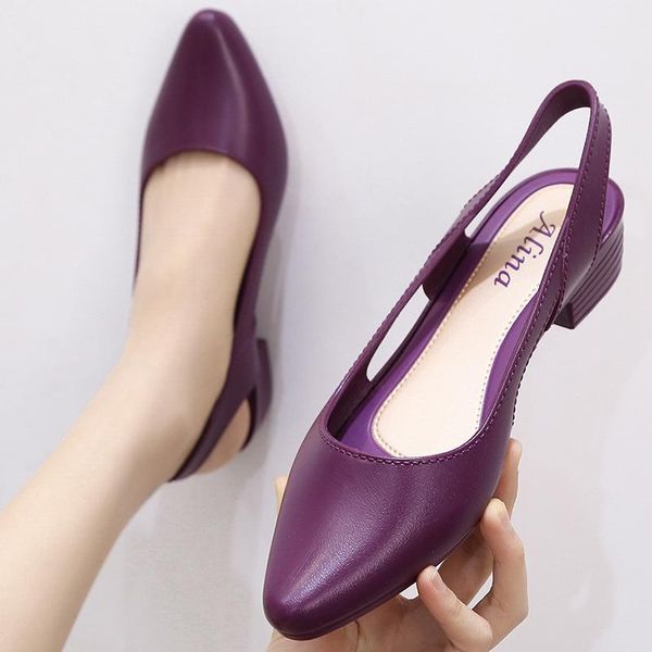 cut-out closed toe jelly sandals women pointed chunky med high heels flip flops slingback casual candy skidproof beach shoes, Black
cut-out closed toe jelly sandals women pointed chunky med high heels flip flops slingback casual candy skidproof beach shoes, Black