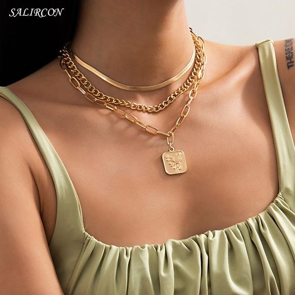 salircon geometric link chains square pendant necklace for women vintage multi layer flower choker couple jewelry gift necklaces, Silver
salircon geometric link chains square pendant necklace for women vintage multi layer flower choker couple jewelry gift necklaces, Silver