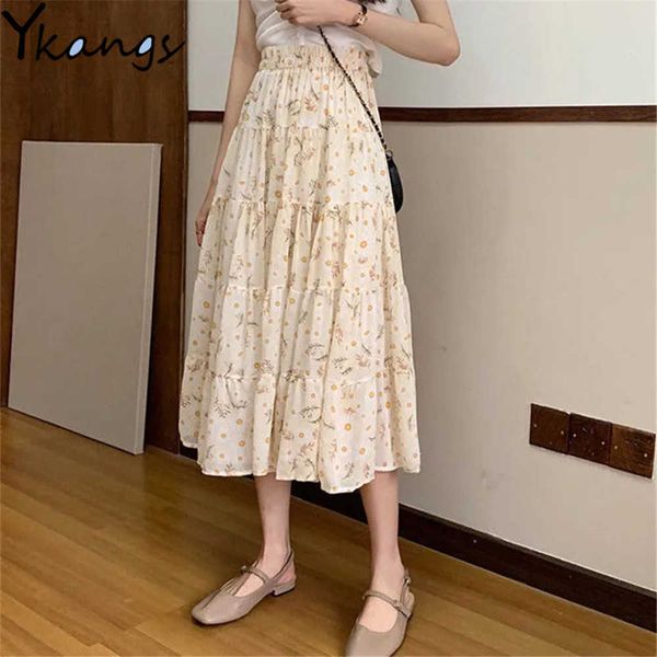 vintage elegant cake pleated skirts floral print stitching chiffon long skirts women elastic high waist korean boho maxi skirt 210619, Black
vintage elegant cake pleated skirts floral print stitching chiffon long skirts women elastic high waist korean boho maxi skirt 210619, Black