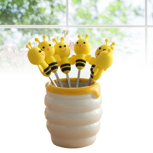 forks 7 pcs silicone bee fruit set stainless steel dessert picks with ceramic holder for party and daily use
forks 7 pcs silicone bee fruit set stainless steel dessert picks with ceramic holder for party and daily use