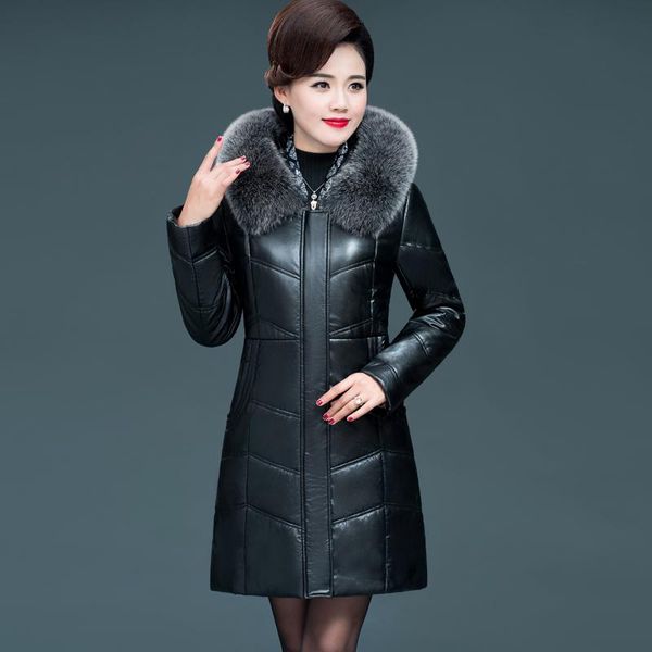 women's leather & faux women coat winter 2021 fashion mother jacket thicken warm long outerwear fur collar hooded sheepskin overcoat fe, Black
women's leather & faux women coat winter 2021 fashion mother jacket thicken warm long outerwear fur collar hooded sheepskin overcoat fe, Black