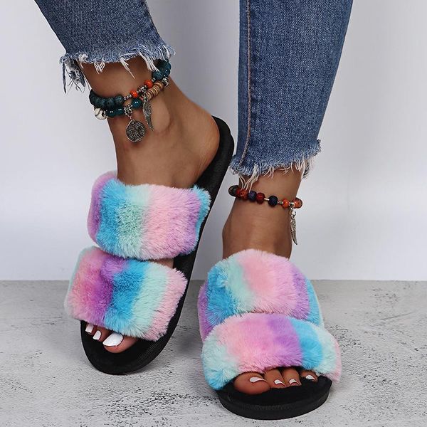 slippers 2021 women faux fur fluffy winter warm mixed color plush non-slip fuzzy cozy bedroom home furry, Black
slippers 2021 women faux fur fluffy winter warm mixed color plush non-slip fuzzy cozy bedroom home furry, Black