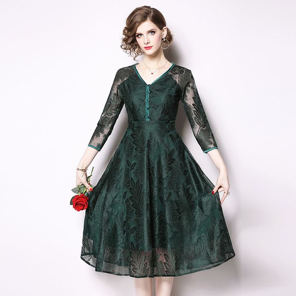 boutique dress style of 2021 spring mid length a-line skirt with 3 / 4 sleeves and v-neck lace, Black;pink
boutique dress style of 2021 spring mid length a-line skirt with 3 / 4 sleeves and v-neck lace, Black;pink