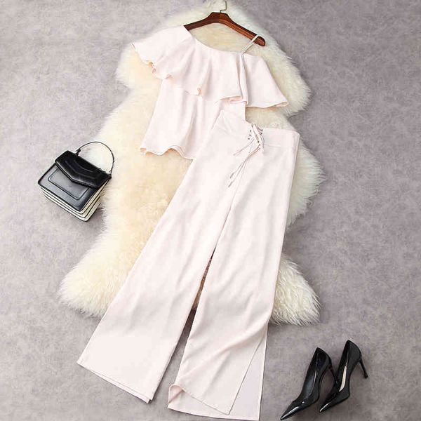 women's two piece pants summer pink one shoulder ruffle pure color + lace up split wide leg trousers suits 2 s set 21m2311987 ty4i, White
women's two piece pants summer pink one shoulder ruffle pure color + lace up split wide leg trousers suits 2 s set 21m2311987 ty4i, White