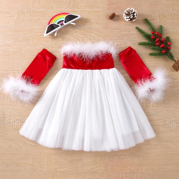 girl's dresses baby girls dress for born christmas clothes toddler kid off shoulder elegant sleeveless party tutu dress+sleeve accessor, Red;yellow
girl's dresses baby girls dress for born christmas clothes toddler kid off shoulder elegant sleeveless party tutu dress+sleeve accessor, Red;yellow