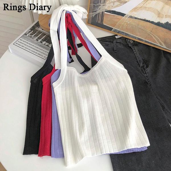 women's tanks & camis rings diary women knitting halter crop summer backless tied back short ribbed casual for, White
women's tanks & camis rings diary women knitting halter crop summer backless tied back short ribbed casual for, White