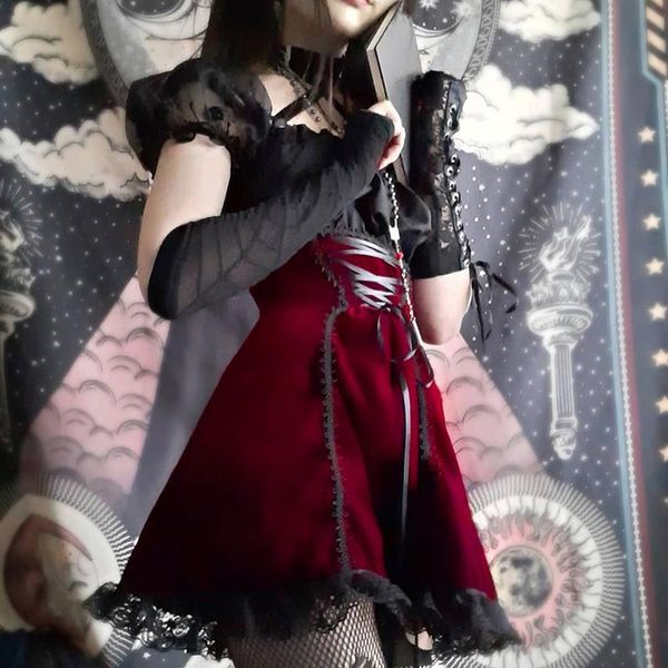 casual dresses y2k women gothic black mini dress lace trim high waist bodycon e-girl grunge 90s vintage punk harajuku dollskill clothes, Black;gray
casual dresses y2k women gothic black mini dress lace trim high waist bodycon e-girl grunge 90s vintage punk harajuku dollskill clothes, Black;gray