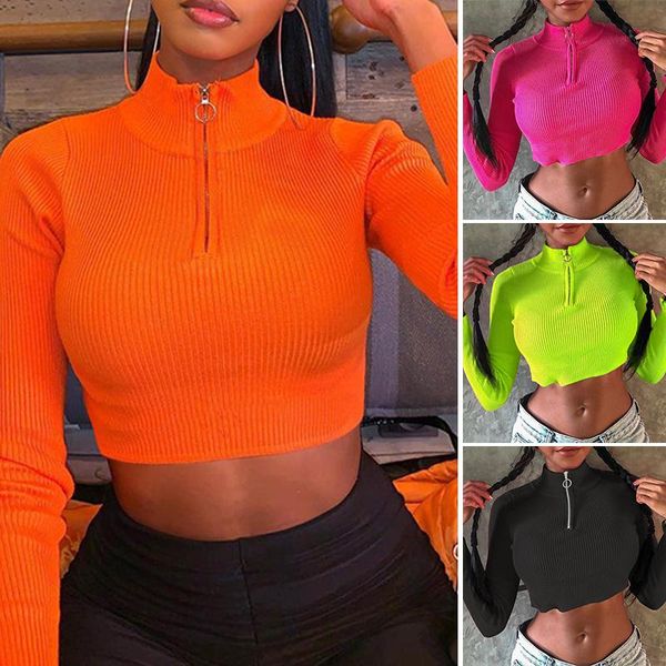 women's t-shirt womens long sleeve zipper patchwork crop turtleneck ribbed bodycon t-shirts, White
women's t-shirt womens long sleeve zipper patchwork crop turtleneck ribbed bodycon t-shirts, White