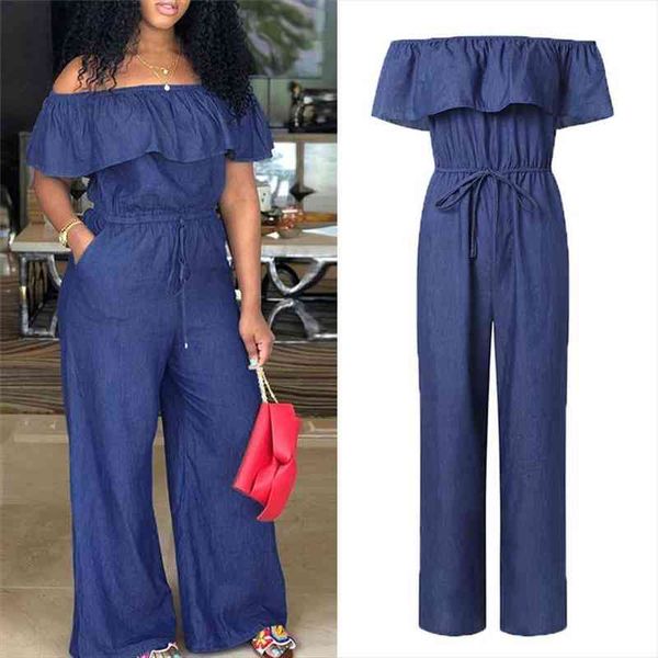fashion womens off shoulder long romper ruffle solid denim jumpsuit playsuit loose trouser overall, Black;white
fashion womens off shoulder long romper ruffle solid denim jumpsuit playsuit loose trouser overall, Black;white