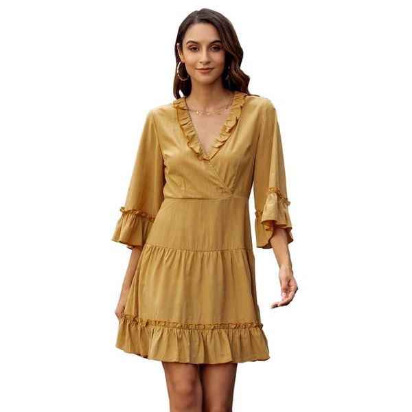 women deep v neck tunic dress 3/4 sleeves autumn summer 2021 female casual solid color pullover party beach sundress dresses, Black;gray
women deep v neck tunic dress 3/4 sleeves autumn summer 2021 female casual solid color pullover party beach sundress dresses, Black;gray