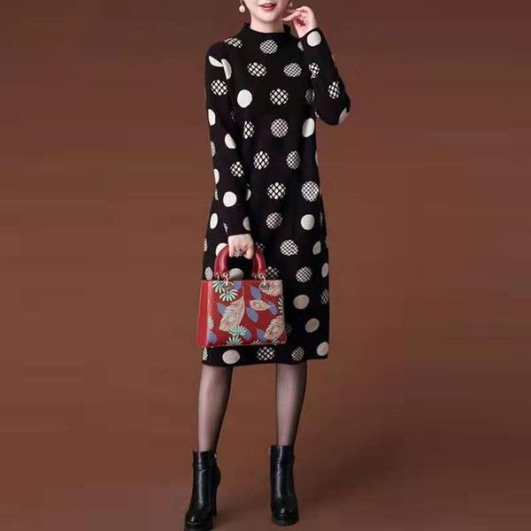 casual dresses women's dress turtleneck polka dot long sleeve midi woman vestido de mujer femme robe, Black;gray
casual dresses women's dress turtleneck polka dot long sleeve midi woman vestido de mujer femme robe, Black;gray