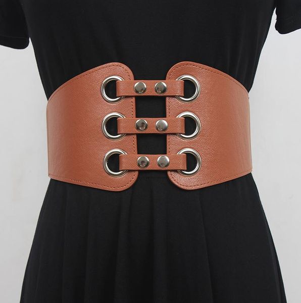 belts women's runway fashion pu leather elastic cummerbunds female dress corsets waistband decoration wide belt r768, Black;brown
belts women's runway fashion pu leather elastic cummerbunds female dress corsets waistband decoration wide belt r768, Black;brown