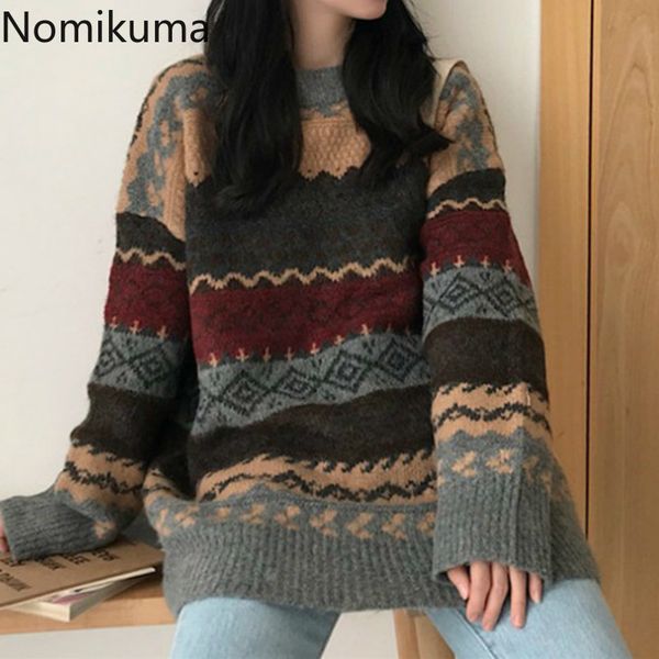 nomikuma pull femme plaid pullover vintage jumper women o neck long sleeve fashion loose sweater arrival ropa mujer 3c130 210514, White;black
nomikuma pull femme plaid pullover vintage jumper women o neck long sleeve fashion loose sweater arrival ropa mujer 3c130 210514, White;black