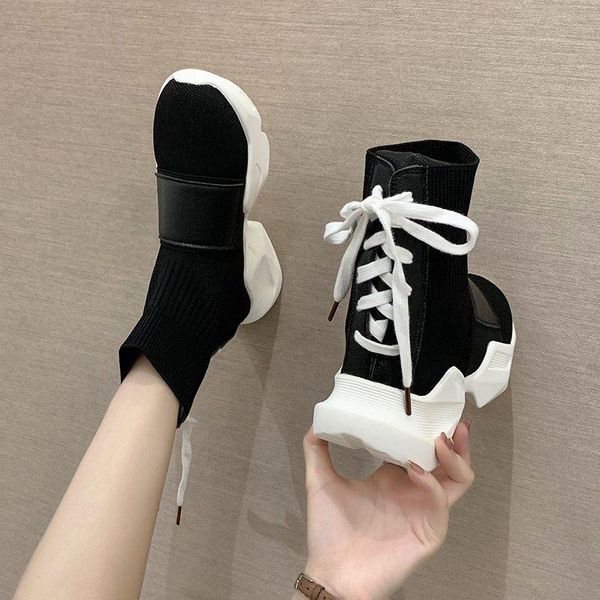 boots spring women's high-thick ankle round toe knitting slip-on ladies fashion woman shoes platform, Black
boots spring women's high-thick ankle round toe knitting slip-on ladies fashion woman shoes platform, Black