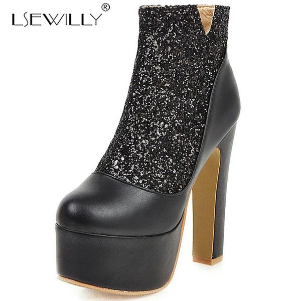 boots lsewilly plus size 31-48 fashion ankle round toe bling zip super high heel elegant autumn winter women k220, Black
boots lsewilly plus size 31-48 fashion ankle round toe bling zip super high heel elegant autumn winter women k220, Black