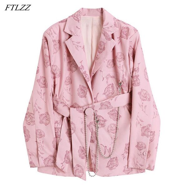 women's suits & blazers ftlzz spring women vintage pink printing single button blazer ladies elegant sashes chain fashion slim suit jac, White;black
women's suits & blazers ftlzz spring women vintage pink printing single button blazer ladies elegant sashes chain fashion slim suit jac, White;black
