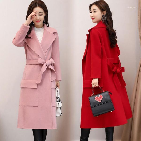 women's wool & blends office lady slim long coat belt turn-down collar blend and jacket pockets women coats autumn winter, Black
women's wool & blends office lady slim long coat belt turn-down collar blend and jacket pockets women coats autumn winter, Black