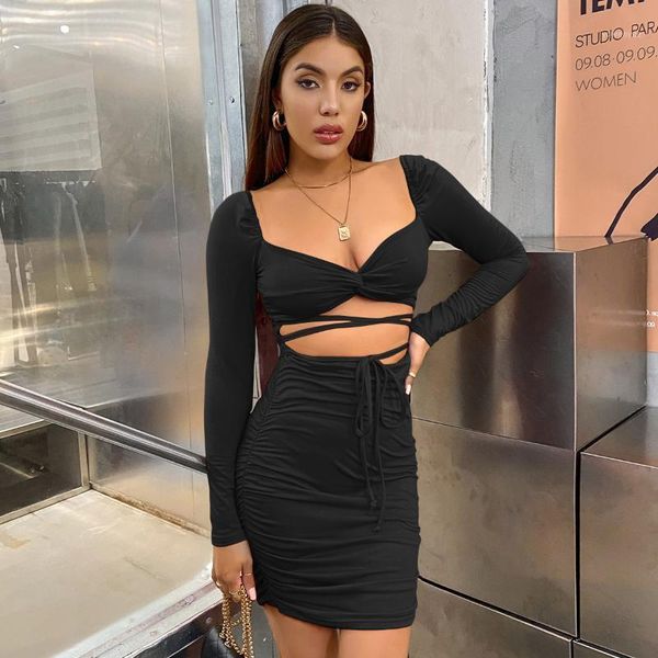 casual dresses hollow mini dress summer women long sleeve bodycon nightclub party solid squre collar sundress 2021, Black;gray
casual dresses hollow mini dress summer women long sleeve bodycon nightclub party solid squre collar sundress 2021, Black;gray