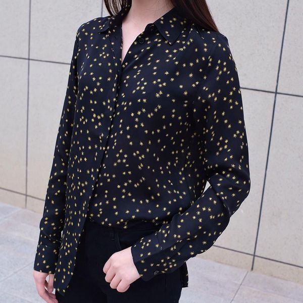 women's blouses & shirts 2021 spring long sleeve blouse stars printted soft ladies and with buttons, White
women's blouses & shirts 2021 spring long sleeve blouse stars printted soft ladies and with buttons, White