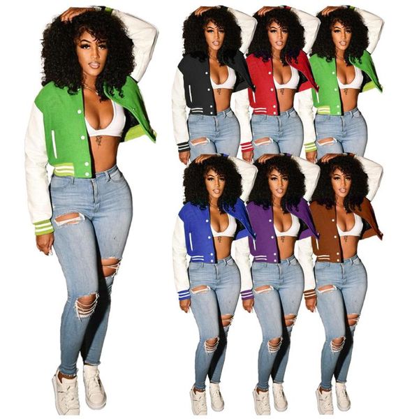 women's jackets baseball for women 2021 autumn color patchwork cropped long sleeve loose short bomber jacket, Black;brown
women's jackets baseball for women 2021 autumn color patchwork cropped long sleeve loose short bomber jacket, Black;brown