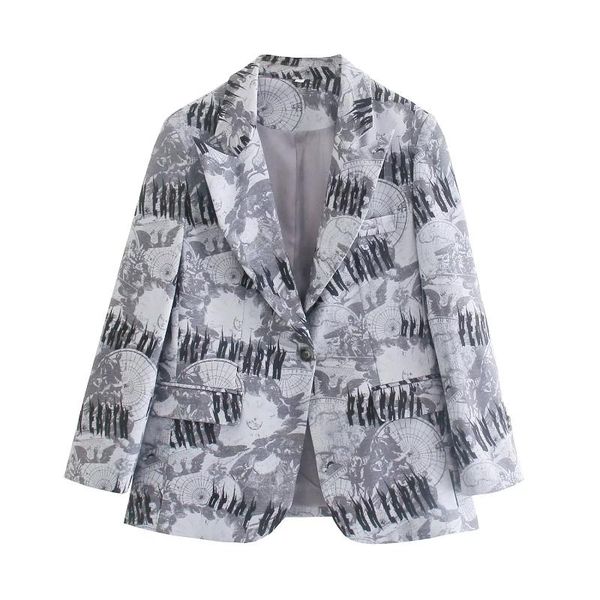 women's suits & blazers ink printing relaxed blazer women in europe and the autumn wind couture fashion printed character small suit, White;black
women's suits & blazers ink printing relaxed blazer women in europe and the autumn wind couture fashion printed character small suit, White;black