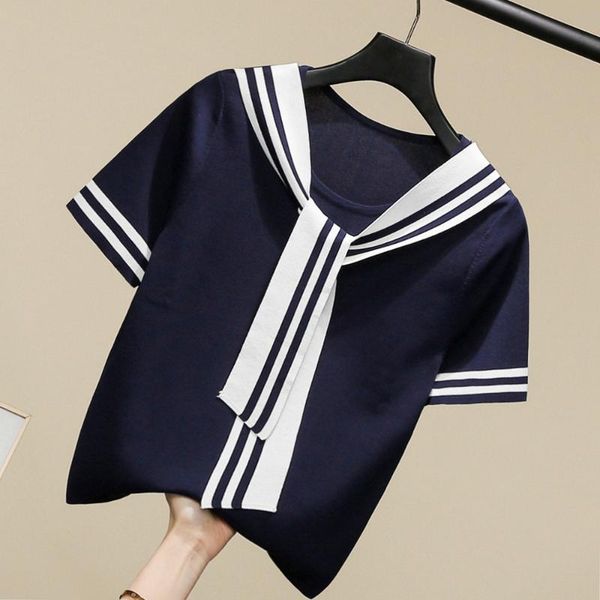 women's sweaters summer patchwork striped lace up knitted short sleeve pullovers women fashion elegant white blue thin slim sweater wo, White;black
women's sweaters summer patchwork striped lace up knitted short sleeve pullovers women fashion elegant white blue thin slim sweater wo, White;black
