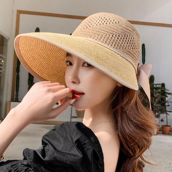 wide brim hats summer bow sun hat women anti-ultraviolet cap tailored beach big ribbon knitted raffia straw caps, Blue;gray
wide brim hats summer bow sun hat women anti-ultraviolet cap tailored beach big ribbon knitted raffia straw caps, Blue;gray