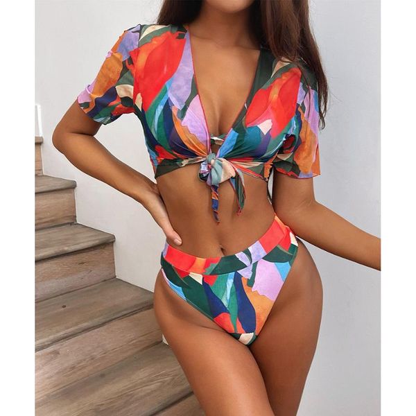 women's swimwear 3 piece set bikini 2021 women swimsuit short sleeve cover up high waist bikinis swimming for bathing suit, White;black
women's swimwear 3 piece set bikini 2021 women swimsuit short sleeve cover up high waist bikinis swimming for bathing suit, White;black