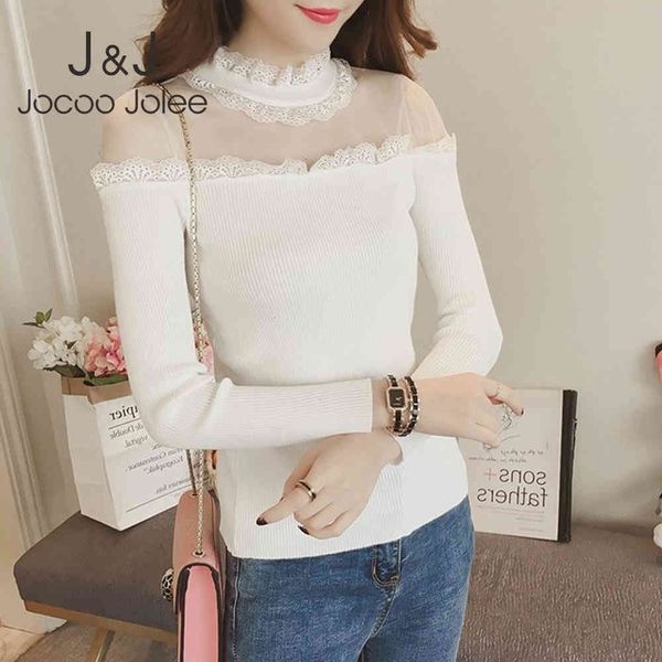 women mesh sweaters female long sleeve ruffled collar slim knitted sweater casual autumn pullover chic lace clothes 210518, White;black
women mesh sweaters female long sleeve ruffled collar slim knitted sweater casual autumn pullover chic lace clothes 210518, White;black