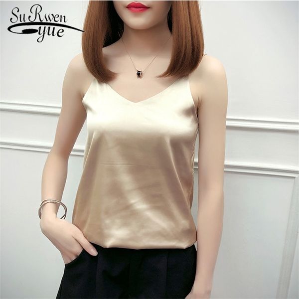 casual summer tank women solid gray champagne green black white loose camisole lady silk 3402 210421
casual summer tank women solid gray champagne green black white loose camisole lady silk 3402 210421
