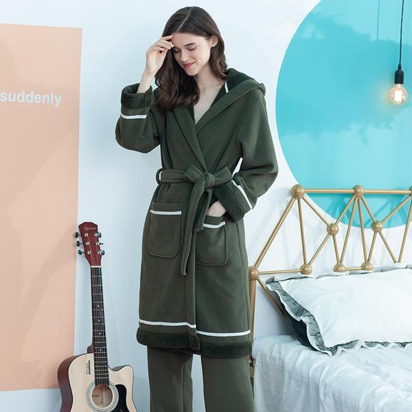 women's sleepwear winter women bathrobes hooded homewear nightgown loose pajamas mid-length flannel thick warm soft home dressing gown, Black;red
women's sleepwear winter women bathrobes hooded homewear nightgown loose pajamas mid-length flannel thick warm soft home dressing gown, Black;red