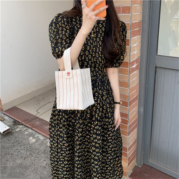 dresses chic streetwear all match retro florals sleeves loose sweet women vintage brief summer es, Black;gray
dresses chic streetwear all match retro florals sleeves loose sweet women vintage brief summer es, Black;gray