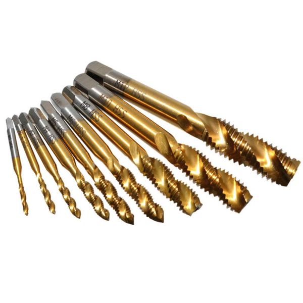 hand tools 6/9 pcs m3 m4 m5 m6 m8 m10 hex shank titanium plated hss screw thread metric tap drill bits machine compound tool
hand tools 6/9 pcs m3 m4 m5 m6 m8 m10 hex shank titanium plated hss screw thread metric tap drill bits machine compound tool