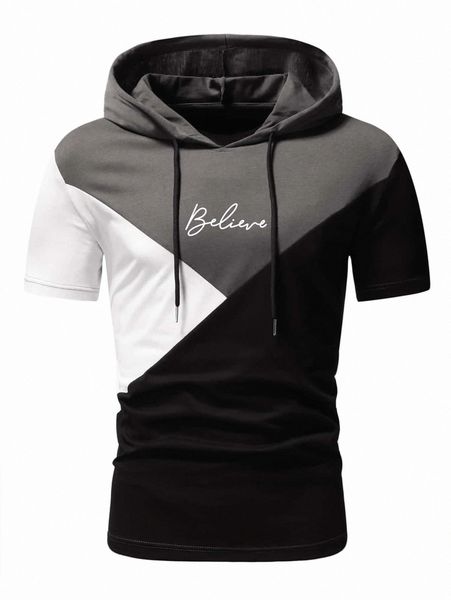 men colorblock letter graphic hooded tee 278f#, White;black
men colorblock letter graphic hooded tee 278f#, White;black