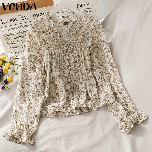 spring vonda 2021 women ruffled hem button up long sleeve v neck blusas vintage floral print flare pleated blouse women's blouses & sh, White
spring vonda 2021 women ruffled hem button up long sleeve v neck blusas vintage floral print flare pleated blouse women's blouses & sh, White