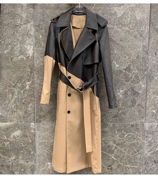 england style women's trench coat sheepskin real leather patchwork overcoat c490 coats, Tan;black
england style women's trench coat sheepskin real leather patchwork overcoat c490 coats, Tan;black