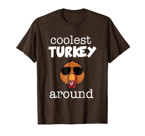 coolest turkey around shirt - thanksgiving boy t-shirt, White;black