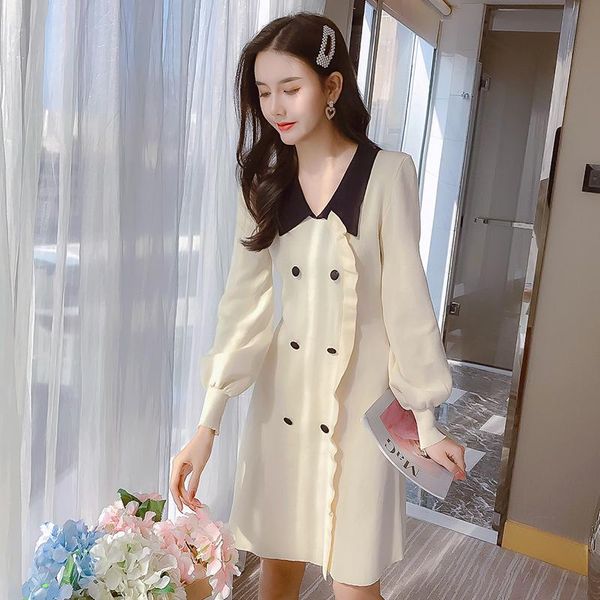casual dresses real s 2021 elegant stitching wooden ear edge knitted dress, girl baby collar long sleeve shows thin temperament mid dress, Black;gray
casual dresses real s 2021 elegant stitching wooden ear edge knitted dress, girl baby collar long sleeve shows thin temperament mid dress, Black;gray